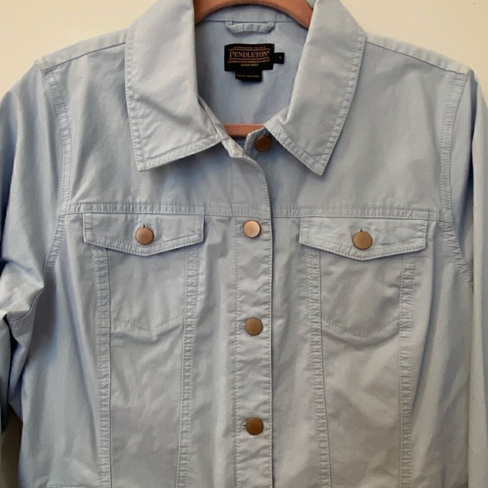 Pendleton Blue Utility Jacket Women Size L - Picture 3 of 11